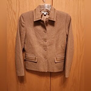 Pendleton wool fitted blazer leather trim lined sz 6.  Classic sophisticated